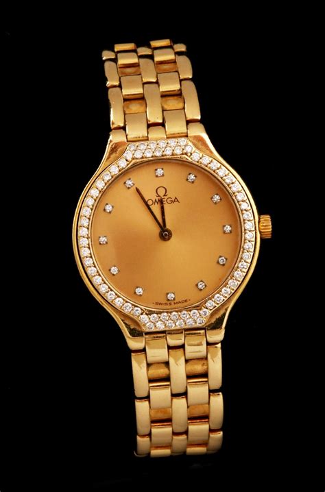 ladies gold plated omega quartz watch model deville|omega de ville watch value.